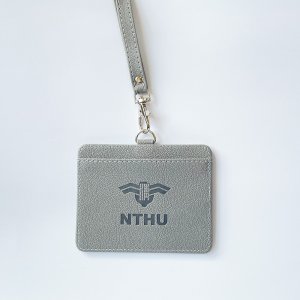 NTHU校徽款皮革雙層證件套_淺灰