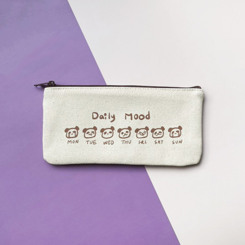 【絕版出清，售完30個起做】NTHU Daily Mood 熊貓帆布筆袋_米白