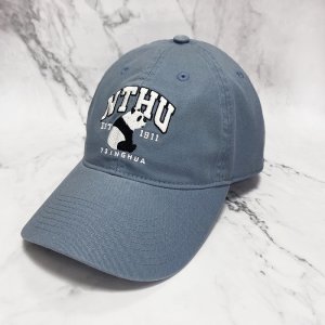 【限量100頂】我在清華。吃飽撐著_NTHU刺繡胖達老帽_煙燻灰藍