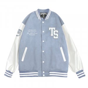 【限量現貨,售完預購】NTHU清大美式經典棒球外套_濛霧灰藍