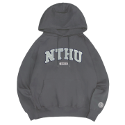 NTHU立體毛巾繡落肩帽T_摩卡灰