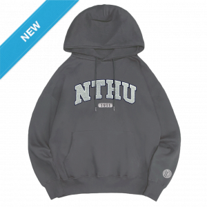 【熱銷新品】NTHU立體毛巾繡落肩帽T_摩卡灰