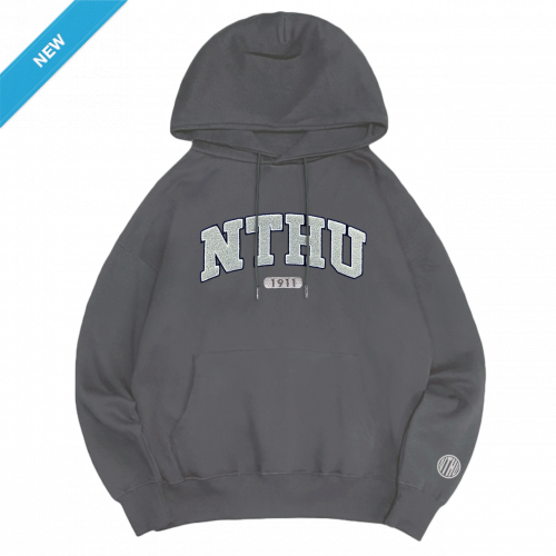 【熱銷新品】NTHU立體毛巾繡落肩帽T_摩卡灰