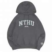NTHU立體毛巾繡落肩帽T_摩卡灰