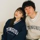 NTHU美式電繡滑面V領大學T_深藍