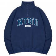 NTHU經典款美式立領拉鍊大學T_深藍
