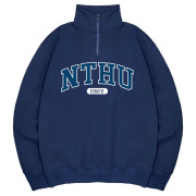NTHU經典款美式立領拉鍊大學T_深藍