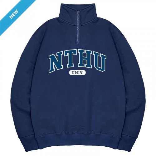 【9/10陸續出貨】NTHU經典款美式立領大學T_深藍