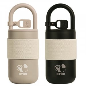 NTHU翻滾熊貓隨行背帶保溫杯400mL_奶茶/黑