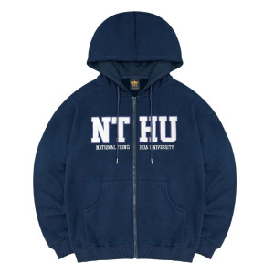 NTHU連帽拉鍊立體貼布繡外套_深藍