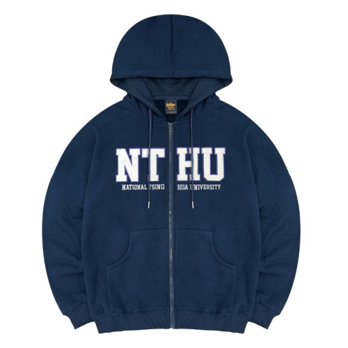 NTHU連帽拉鍊立體貼布繡外套_深藍