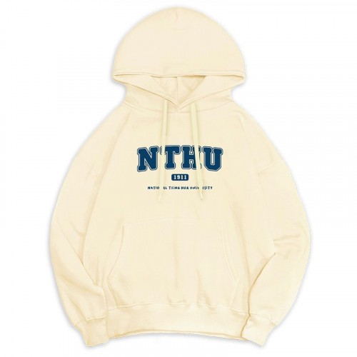 【少量現貨，售完不補】NTHU冬日輕甜系落肩帽T_奶霜白