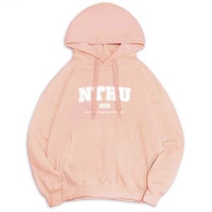 【最後20件，售完不補】NTHU冬日輕甜系落肩帽T_微糖粉