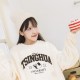 NTHU立體電繡熊貓落肩大學T_奶油白