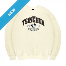 【限量現貨，售完預購】NTHU立體電繡熊貓落肩大學T_奶油白