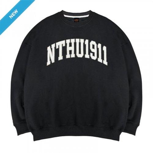 【9/10陸續出貨】NTHU立體電繡落肩大學T_經典黑