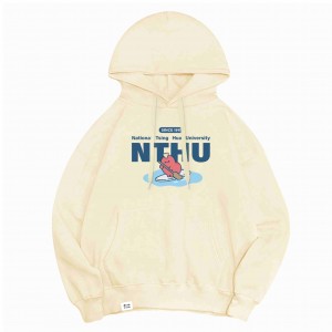 【紫荊小舖限定，限量現貨】dtto friends合作款_NTHU腸太郎落肩帽T_奶油白