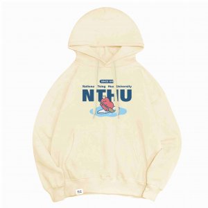 【預購已結束,12/8陸續出貨】dtto friends合作款_NTHU腸太郎落肩帽T_奶油白