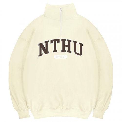 【2025新品，10/20陸續出貨】NTHU經典款美式立領拉鍊大學T_奶油白