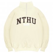 【2025新品上市】NTHU經典款美式立領拉鍊大學T_奶油白