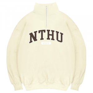 【2025新品上市】NTHU經典款美式立領拉鍊大學T_奶油白