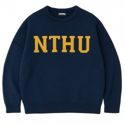 【2025新品上市】NTHU美式經典針織毛衣_深藍