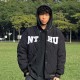 NTHU菱格衍縫鋪棉棒球外套_經典黑 NTHU菱格衍縫鋪棉棒球外套_經典黑