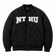 NTHU菱格衍縫鋪棉棒球外套_經典黑