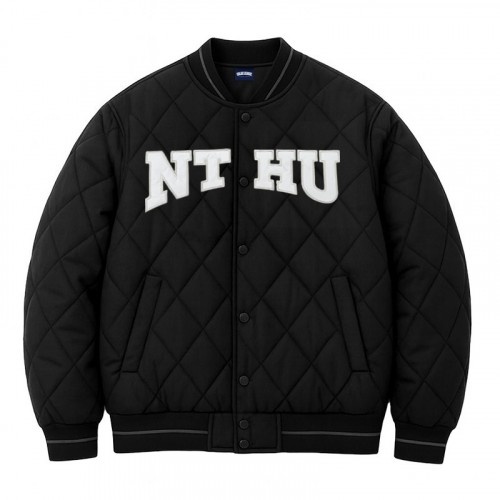 NTHU菱格衍縫鋪棉棒球外套_經典黑