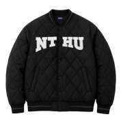NTHU菱格衍縫鋪棉棒球外套_經典黑