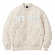 NTHU菱格衍縫鋪棉棒球外套_奶油杏