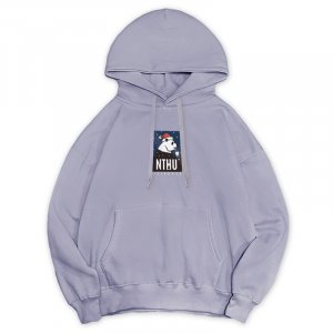 【限時預購至12/1，12/17陸續出貨】NTHU熊貓喝珍奶落肩帽T_聖誕帽款_薰衣草奶茶