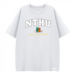 【預購至6/21，7/27陸續出貨】NTHU遇見JOGUMAN寬版純棉短T_白色