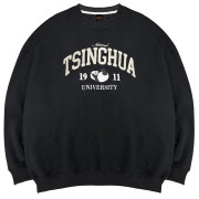【新品上市！9/10陸續出貨】NTHU立體電繡熊貓落肩大學T_經典黑
