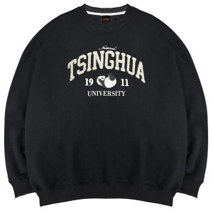 【新品上市!9/10陸續出貨】NTHU立體電繡熊貓落肩大學T_經典黑