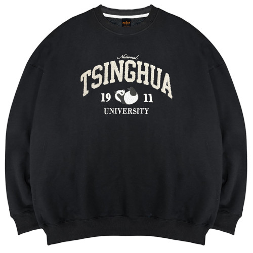 【新品上市!9/10陸續出貨】NTHU立體電繡熊貓落肩大學T_經典黑 【新品上市!9/10陸續出貨】NTHU立體電繡熊貓落肩大學T_經典黑