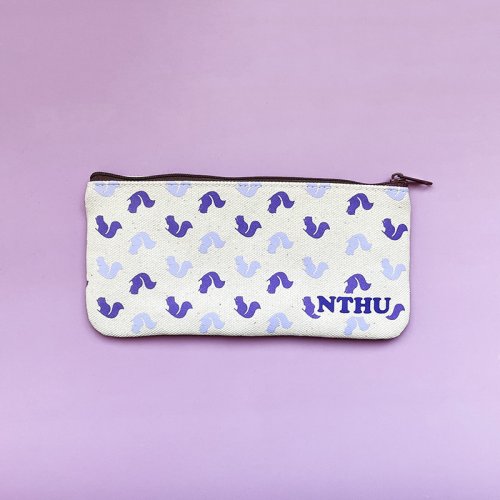 NTHU滿版松鼠帆布筆袋_米白